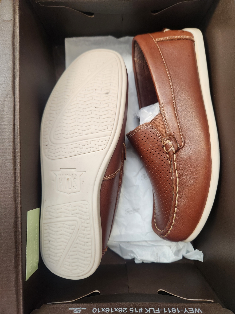 Boys Brown Perforated Leather Slip-On Loafers - Picture 2 of 4